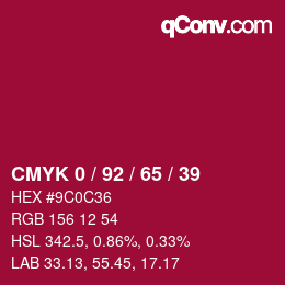 颜色代码: CMYK 0 / 92 / 65 / 39 | qconv.com