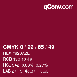 カラーコード: CMYK 0 / 92 / 65 / 49 | qconv.com