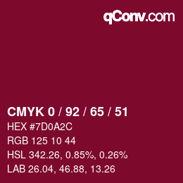 カラーコード: CMYK 0 / 92 / 65 / 51 | qconv.com
