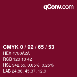 颜色代码: CMYK 0 / 92 / 65 / 53 | qconv.com