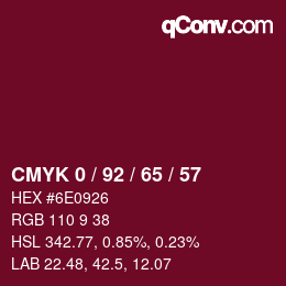 カラーコード: CMYK 0 / 92 / 65 / 57 | qconv.com