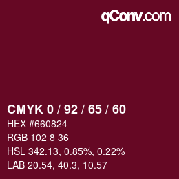 Color code: CMYK 0 / 92 / 65 / 60 | qconv.com