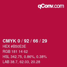 Color code: CMYK 0 / 92 / 66 / 29 | qconv.com