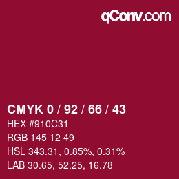 Color code: CMYK 0 / 92 / 66 / 43 | qconv.com