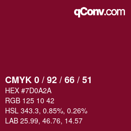 カラーコード: CMYK 0 / 92 / 66 / 51 | qconv.com