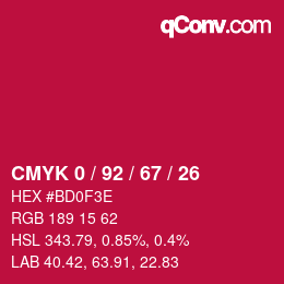 颜色代码: CMYK 0 / 92 / 67 / 26 | qconv.com