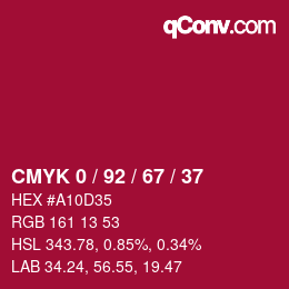 カラーコード: CMYK 0 / 92 / 67 / 37 | qconv.com
