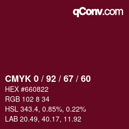 颜色代码: CMYK 0 / 92 / 67 / 60 | qconv.com