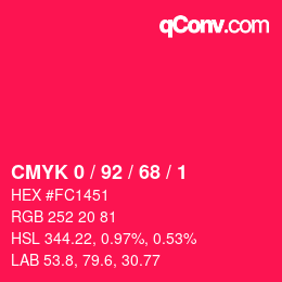 Color code: CMYK 0 / 92 / 68 / 1 | qconv.com