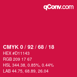 颜色代码: CMYK 0 / 92 / 68 / 18 | qconv.com