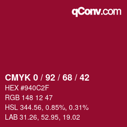 颜色代码: CMYK 0 / 92 / 68 / 42 | qconv.com