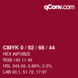 颜色代码: CMYK 0 / 92 / 68 / 44 | qconv.com