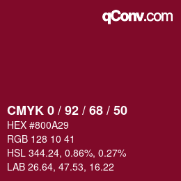Color code: CMYK 0 / 92 / 68 / 50 | qconv.com
