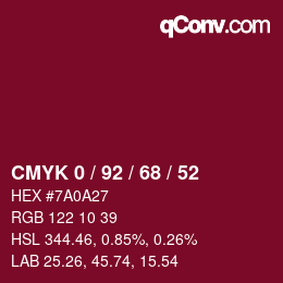 颜色代码: CMYK 0 / 92 / 68 / 52 | qconv.com