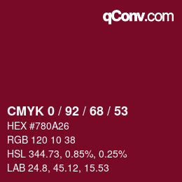 颜色代码: CMYK 0 / 92 / 68 / 53 | qconv.com