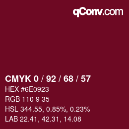 颜色代码: CMYK 0 / 92 / 68 / 57 | qconv.com
