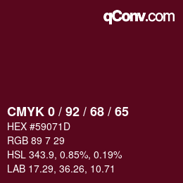 カラーコード: CMYK 0 / 92 / 68 / 65 | qconv.com
