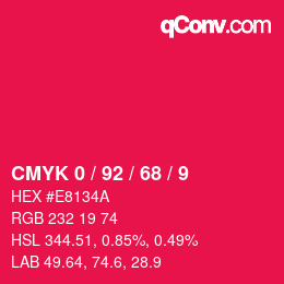 Color code: CMYK 0 / 92 / 68 / 9 | qconv.com