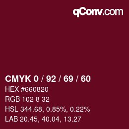 カラーコード: CMYK 0 / 92 / 69 / 60 | qconv.com