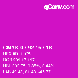 カラーコード: CMYK 0 / 92 / 6 / 18 | qconv.com