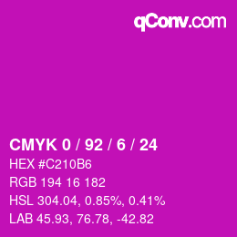 Color code: CMYK 0 / 92 / 6 / 24 | qconv.com