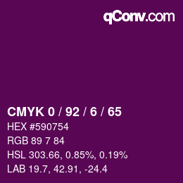 カラーコード: CMYK 0 / 92 / 6 / 65 | qconv.com