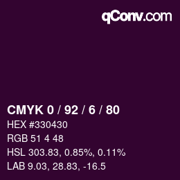 颜色代码: CMYK 0 / 92 / 6 / 80 | qconv.com