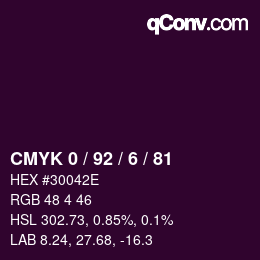カラーコード: CMYK 0 / 92 / 6 / 81 | qconv.com
