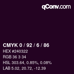 Color code: CMYK 0 / 92 / 6 / 86 | qconv.com