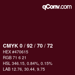 颜色代码: CMYK 0 / 92 / 70 / 72 | qconv.com