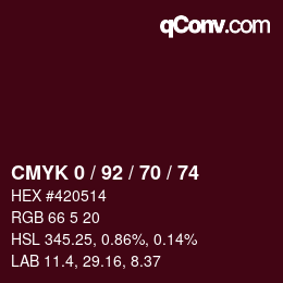 カラーコード: CMYK 0 / 92 / 70 / 74 | qconv.com