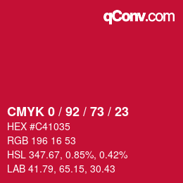 Color code: CMYK 0 / 92 / 73 / 23 | qconv.com
