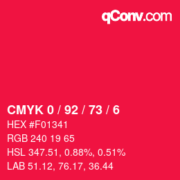 颜色代码: CMYK 0 / 92 / 73 / 6 | qconv.com
