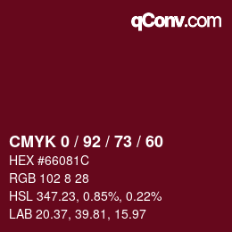 カラーコード: CMYK 0 / 92 / 73 / 60 | qconv.com