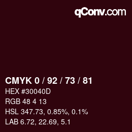 Color code: CMYK 0 / 92 / 73 / 81 | qconv.com