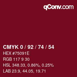 カラーコード: CMYK 0 / 92 / 74 / 54 | qconv.com