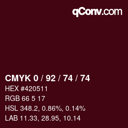 颜色代码: CMYK 0 / 92 / 74 / 74 | qconv.com