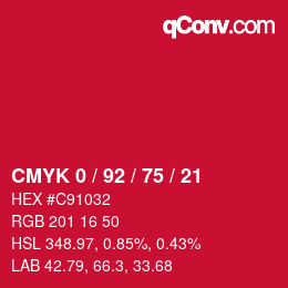 Color code: CMYK 0 / 92 / 75 / 21 | qconv.com
