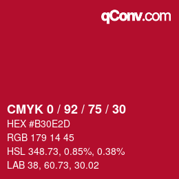 Color code: CMYK 0 / 92 / 75 / 30 | qconv.com