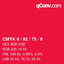 Color code: CMYK 0 / 92 / 75 / 8 | qconv.com