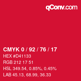 Color code: CMYK 0 / 92 / 76 / 17 | qconv.com