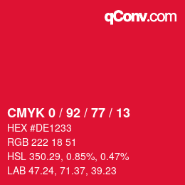 Color code: CMYK 0 / 92 / 77 / 13 | qconv.com
