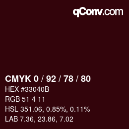 Color code: CMYK 0 / 92 / 78 / 80 | qconv.com
