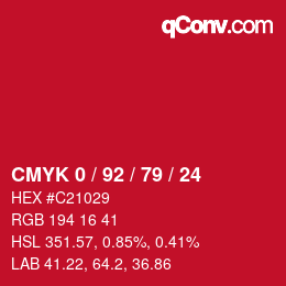 Color code: CMYK 0 / 92 / 79 / 24 | qconv.com
