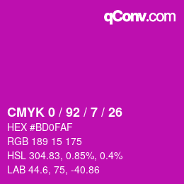 Color code: CMYK 0 / 92 / 7 / 26 | qconv.com