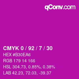 カラーコード: CMYK 0 / 92 / 7 / 30 | qconv.com