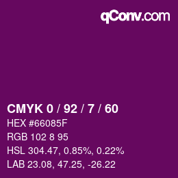 Color code: CMYK 0 / 92 / 7 / 60 | qconv.com