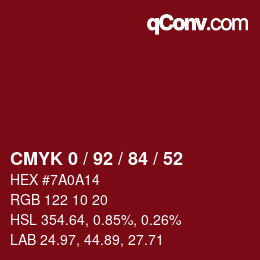 Color code: CMYK 0 / 92 / 84 / 52 | qconv.com