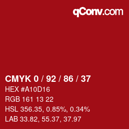 Color code: CMYK 0 / 92 / 86 / 37 | qconv.com
