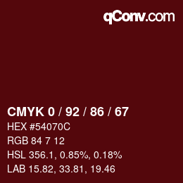 Color code: CMYK 0 / 92 / 86 / 67 | qconv.com